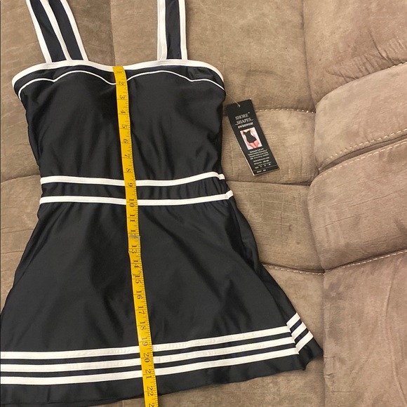 Black and White Shore Shapes Swimwear Swimsuit One Piece - Picture 5 of 6